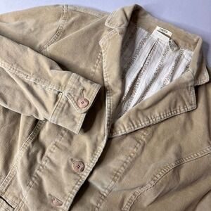 St John's Bay Women's XL Tan Corduroy Blazer Jacket Stretch Cotton Office